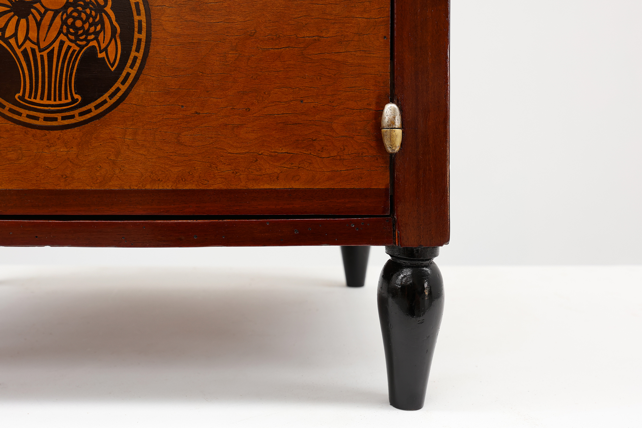 Arched Art Deco side table with storage unit and black marble top, France ca. 1920thumbnail